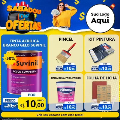 Modelo de Rede Social para Feed Facebook com o tema Sabadou de Ofertas para Tintas e Ferramentas