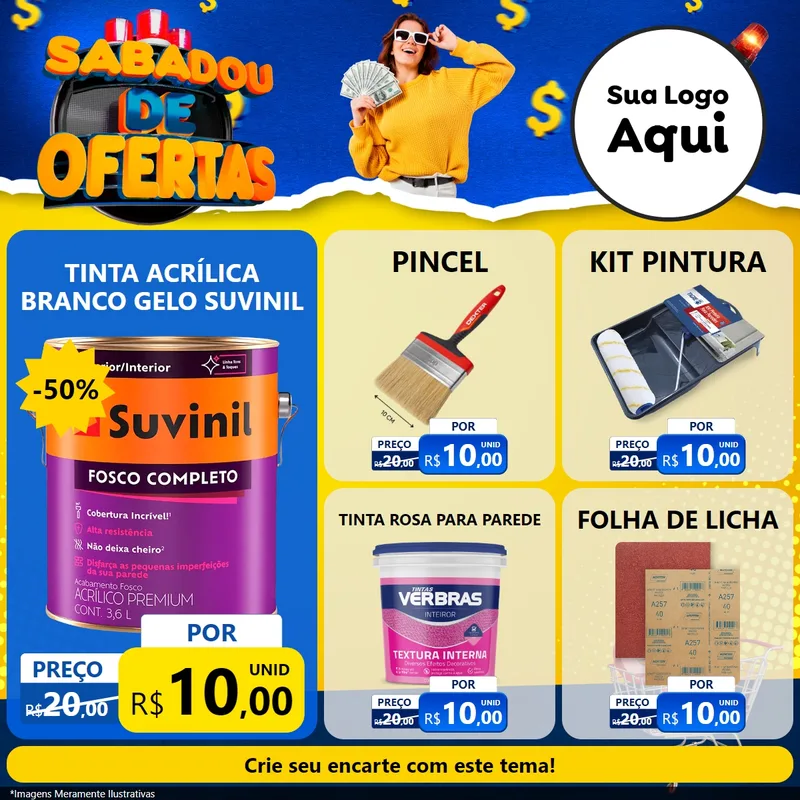 Modelo de Rede Social para Feed Facebook com o tema Sabadou de Ofertas para Tintas e Ferramentas