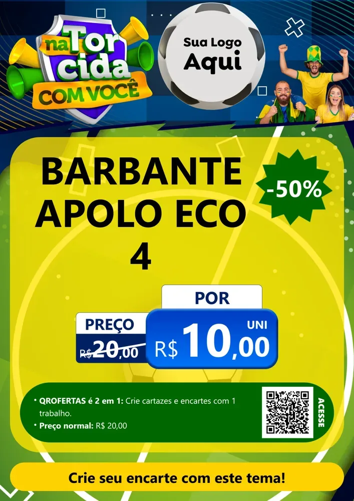 Modelo de Cartaz para Cartaz A4 Vertical com o tema Na Torcida Com Você - Copa para Armarinho e Aviamentos