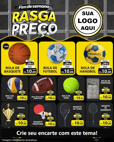 Modelo de Rede Social para Feed Instagram com o tema Fim de Semana Rasga Preço para Artigos Esportivos