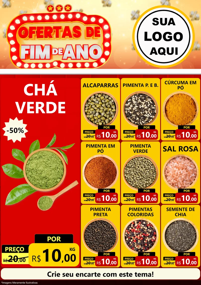 Modelo de Encarte para Encarte A4 Vertical com o tema Ofertas de Fim de Ano para Produtos Naturais