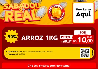 Modelo de Cartaz para Cartaz A4 Horizontal com o tema Sabadou do Real para Supermercado