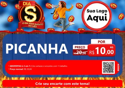Modelo de Cartaz para Cartaz A4 Horizontal com o tema Dia S - O Dia Mais Barato Do Mês para Açougue