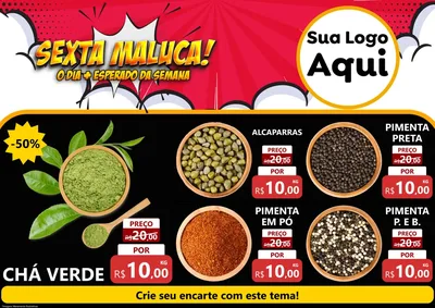 Modelo de Encarte para Encarte A4 Horizontal com o tema Sexta Maluca! para Produtos Naturais