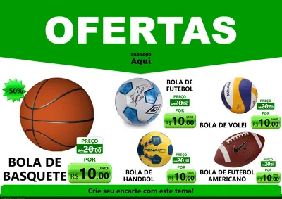 Modelo de Encarte para Encarte A4 Horizontal com o tema Ofertas Verde Cartaz para Artigos Esportivos