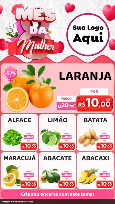 Modelo de Rede Social para Stories com o tema Mês da Mulher para Hortifrúti