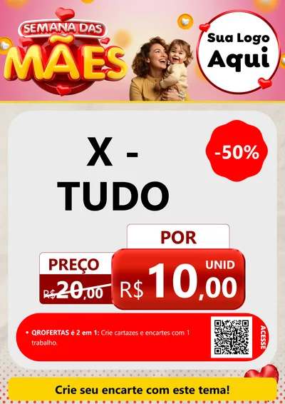Modelo de Cartaz para Cartaz A4 Vertical com o tema Semana das Mães para Hamburgueria