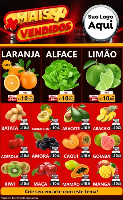 Modelo de Encarte para Encarte Grande com o tema Mais Vendidos para Hortifrúti