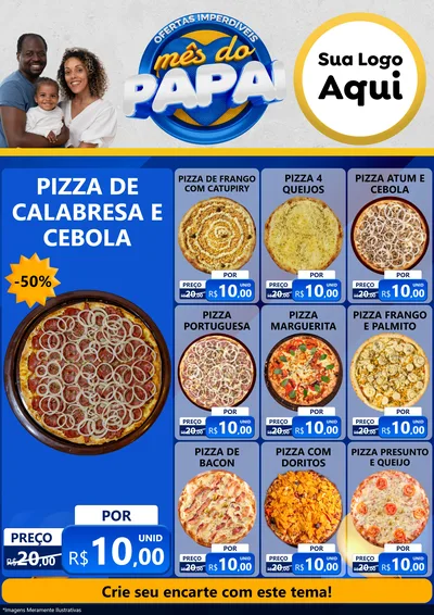 Modelo de Encarte para Encarte A4 Vertical com o tema Ofertas Imperdíveis Mês Do Papai para Pizzaria