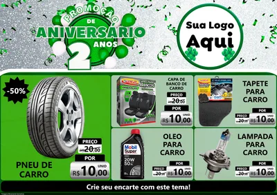 Modelo de Encarte para Encarte A4 Horizontal com o tema Promoção de Aniversário - 2 Anos para Auto peças