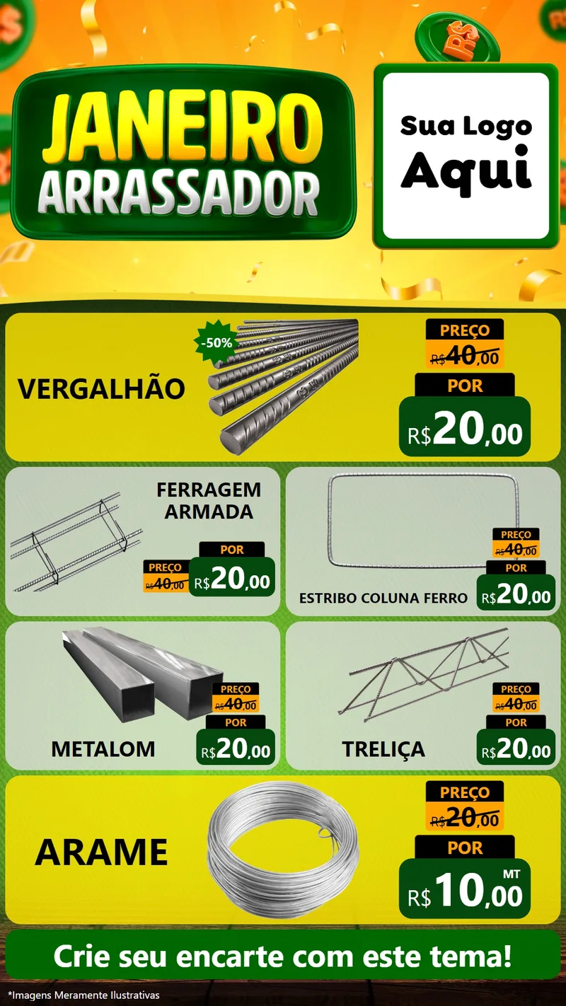 Modelo de TV para TV Vertical com o tema Janeiro Arrasador para Ferragens