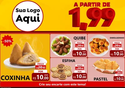 Modelo de Encarte para Encarte A4 Horizontal com o tema A Partir de Um e Noventa e Nove - 1,99 para Salgadaria