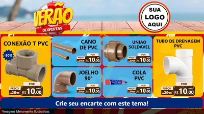 Modelo de TV para TV Horizontal com o tema Verão de Ofertas para Tubos e conexões