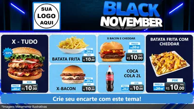 Modelo de TV para TV Horizontal com o tema Black November para Hamburgueria