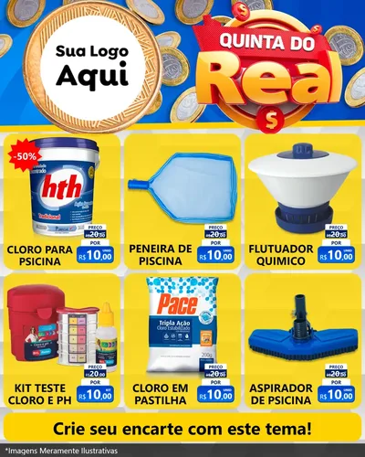 Modelo de Rede Social para Feed Instagram com o tema Quinta do Real para Produtos para Piscina