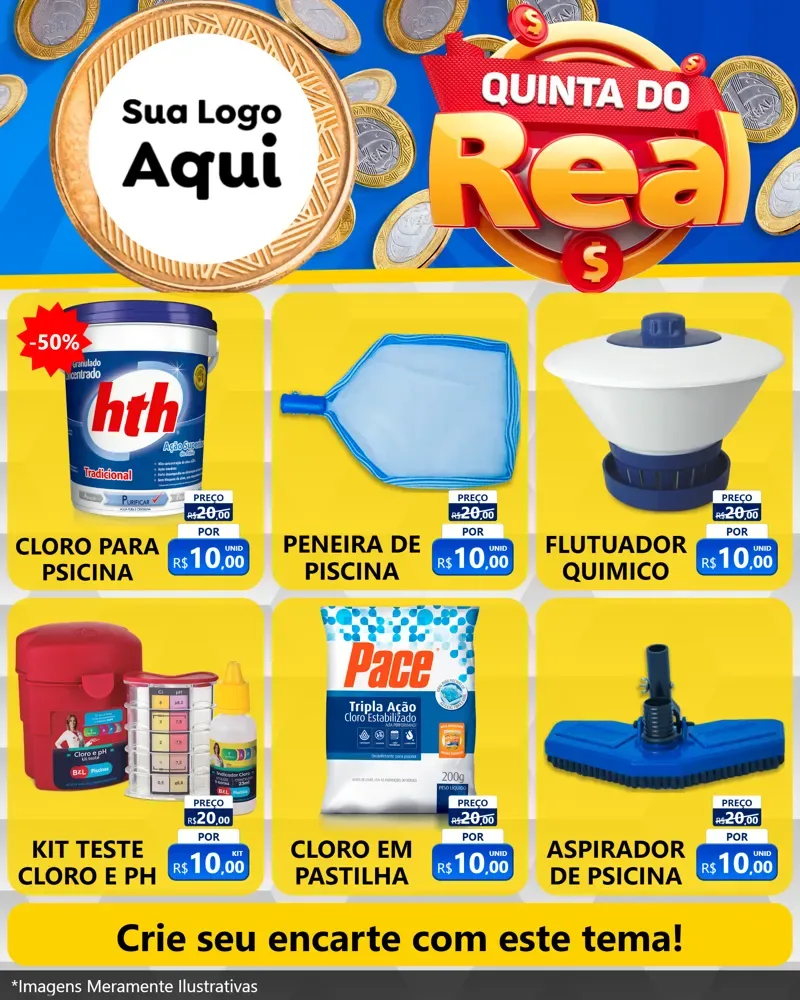 Modelo de Rede Social para Feed Instagram com o tema Quinta do Real para Produtos para Piscina