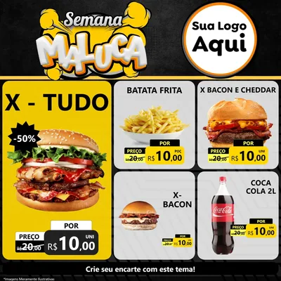 Modelo de Rede Social para Feed Facebook com o tema Semana Maluca para Hamburgueria