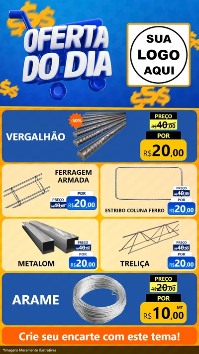 Modelo de TV para TV Vertical com o tema Oferta do Dia para Ferragens