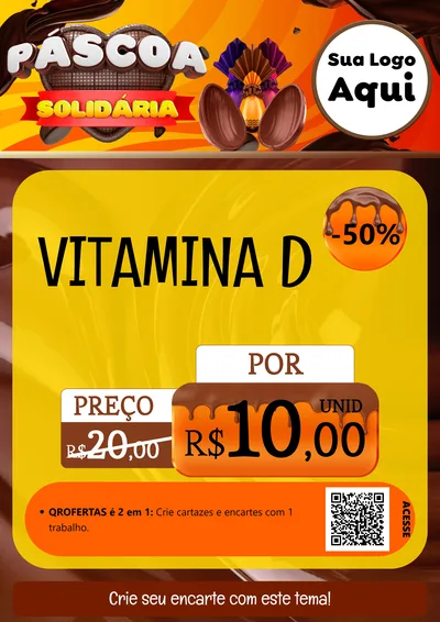 Modelo de Cartaz para Cartaz A4 Vertical com o tema Páscoa Solidária para Farmácia