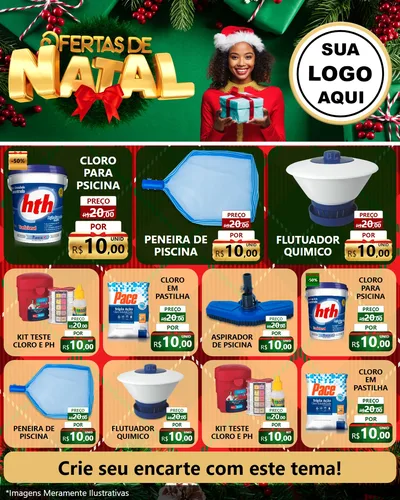 Modelo de Rede Social para Feed Instagram com o tema Ofertas de Natal para Produtos para Piscina