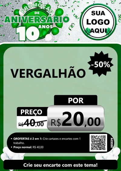 Modelo de Cartaz para Cartaz A4 Vertical com o tema Promoção de Aniversário - 10 Anos para Ferragens