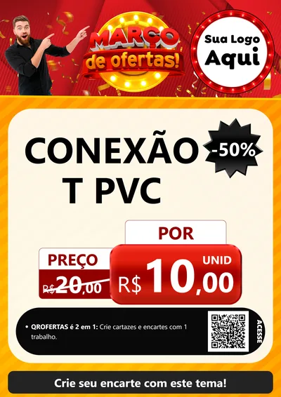 Modelo de Cartaz para Cartaz A4 Vertical com o tema Março de Ofertas! para Tubos e conexões