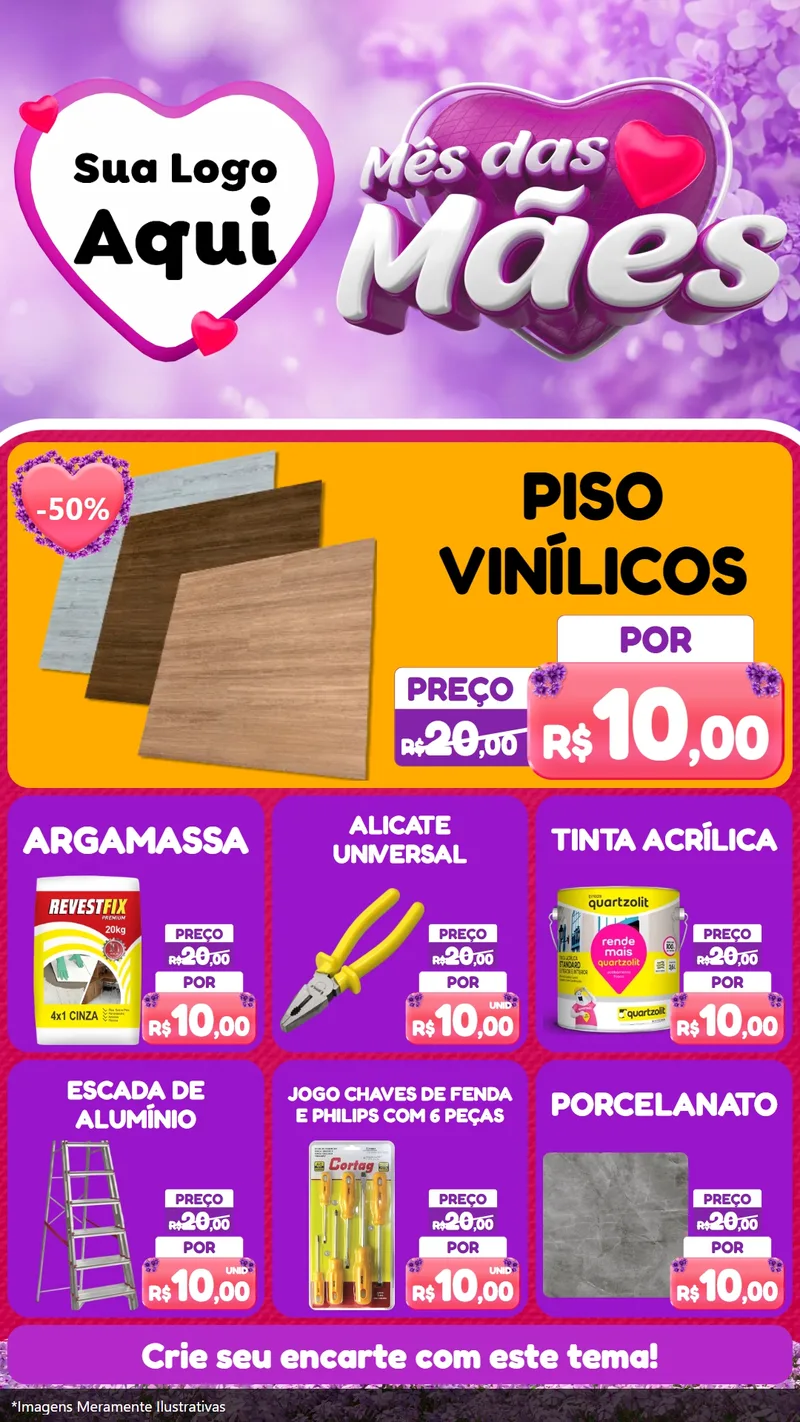 Modelo de Rede Social para Stories com o tema Mês das Mães para Material para Construção