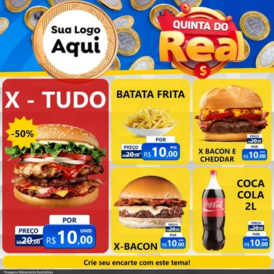 Modelo de Rede Social para Feed Facebook com o tema Quinta do Real para Hamburgueria