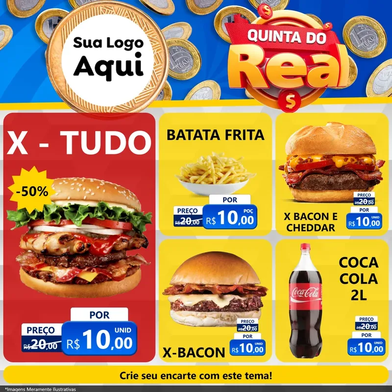 Modelo de Rede Social para Feed Facebook com o tema Quinta do Real para Hamburgueria