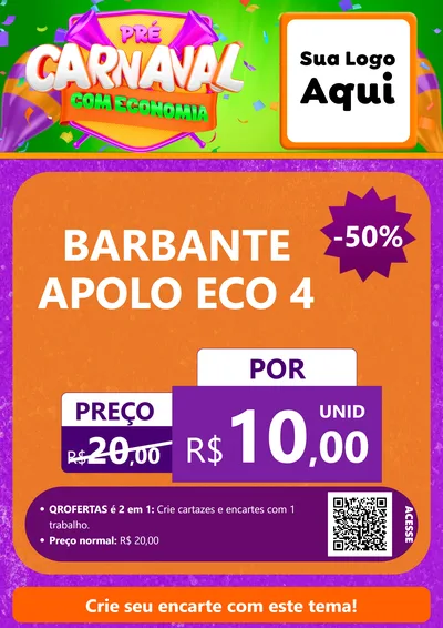 Modelo de Cartaz para Cartaz A4 Vertical com o tema Pré-Carnaval Com Economia para Armarinho e Aviamentos