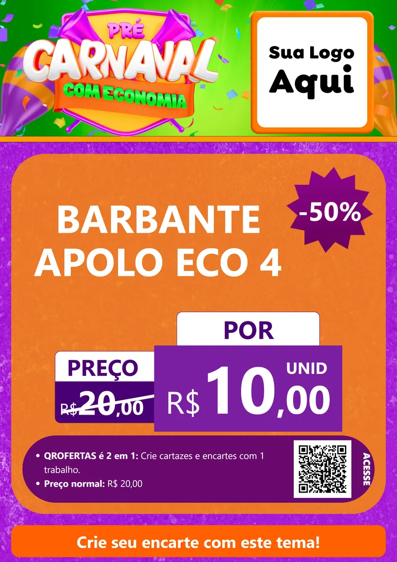 Modelo de Cartaz para Cartaz A4 Vertical com o tema Pré-Carnaval Com Economia para Armarinho e Aviamentos