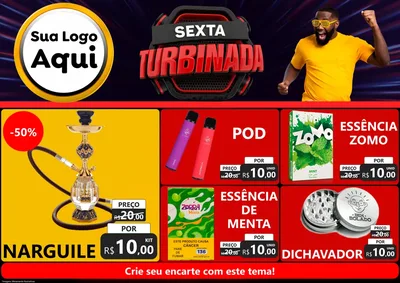 Modelo de Encarte para Encarte A4 Horizontal com o tema Sexta Turbinada para Tabacaria