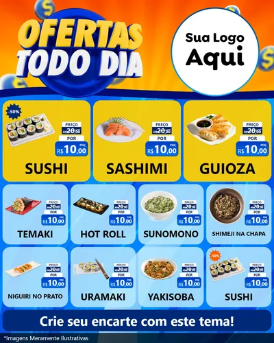 Modelo de Rede Social para Feed Instagram com o tema Ofertas Todo Dia para Comida japonesa
