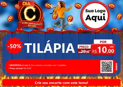 Modelo de Cartaz para Cartaz A4 Horizontal com o tema Dia C - O Dia Mais Barato Do Mês para Peixaria