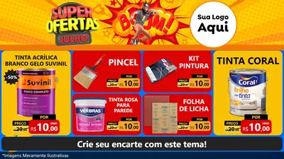 Modelo de TV para TV Horizontal com o tema Super Ofertas Julho para Tintas e Ferramentas