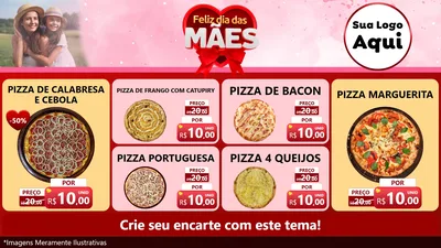 Modelo de TV para TV Horizontal com o tema Feliz Dia Das Mães para Pizzaria