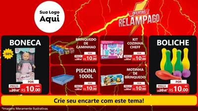 Modelo de TV para TV Horizontal com o tema Ofertas Relâmpago para Brinquedos