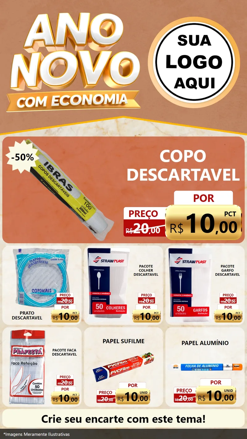 Modelo de Rede Social para Stories com o tema Ano Novo Com Economia para Embalagens