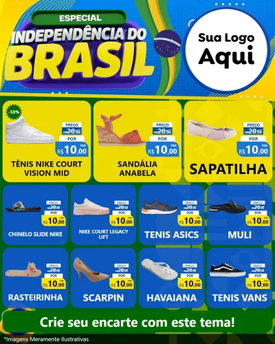 Modelo de Rede Social para Feed Instagram com o tema Especial Independência do Brasil para Calçados