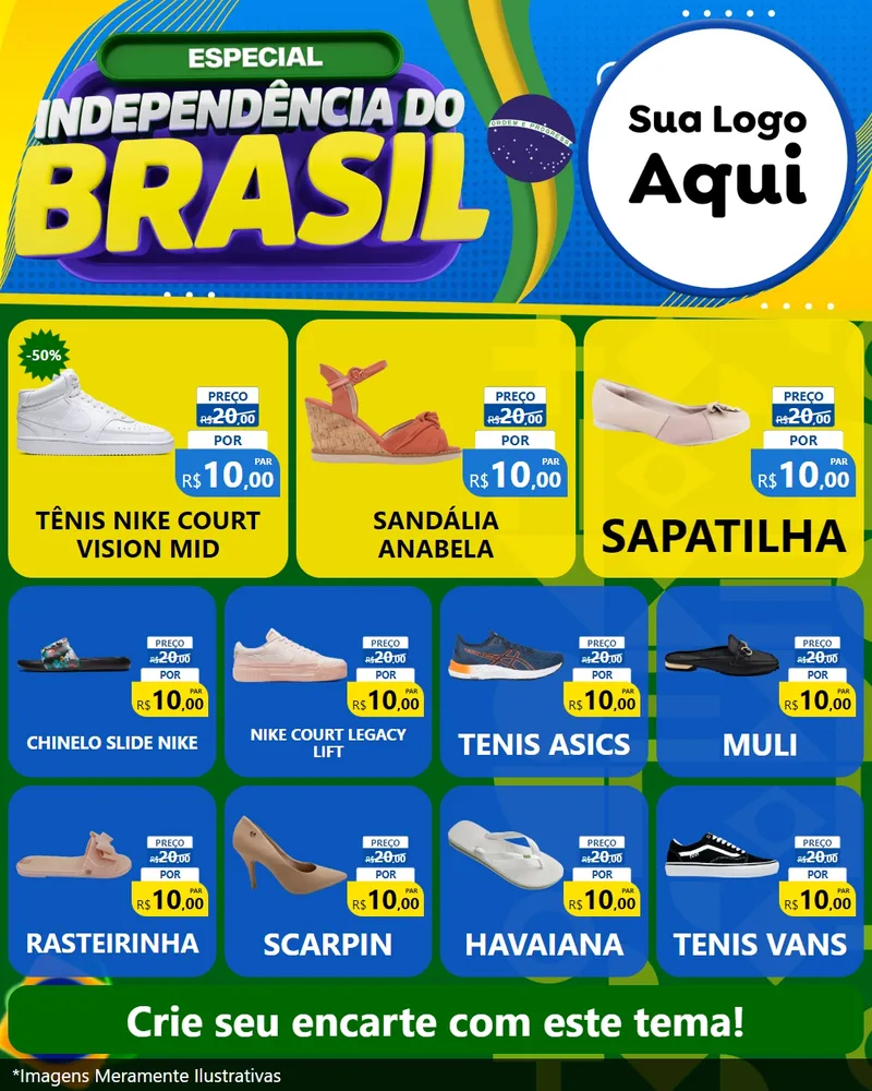 Modelo de Rede Social para Feed Instagram com o tema Especial Independência do Brasil para Calçados