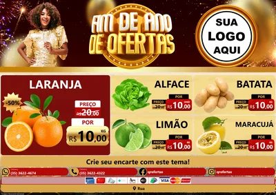 Modelo de Encarte para Encarte A4 Horizontal com o tema Fim de Ano de Ofertas para Hortifrúti