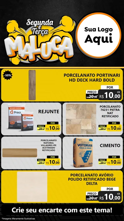 Modelo de TV para TV Vertical com o tema Segunda e Terça Maluca para Pisos e revestimentos