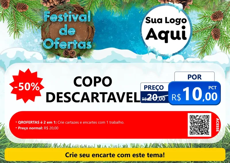 Modelo de Cartaz para Cartaz A4 Horizontal com o tema Festival de Ofertas - Inverno para Embalagens