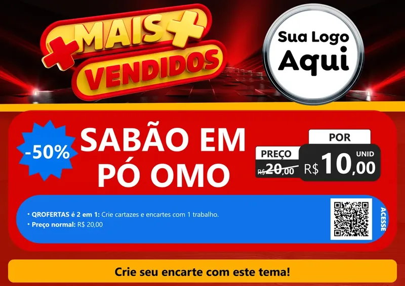 Modelo de Cartaz para Cartaz A4 Horizontal com o tema Mais Vendidos para Produtos de Limpeza