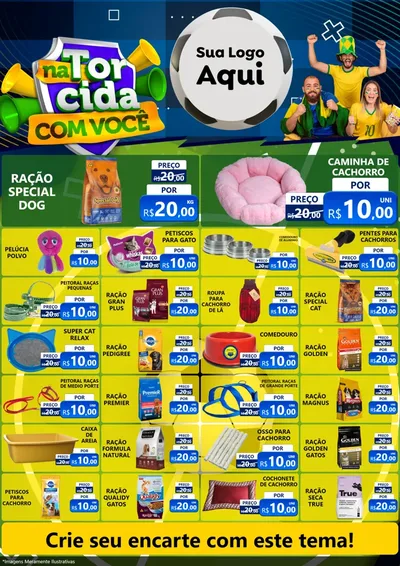 Modelo de Encarte para Encarte A4 Vertical com o tema Na Torcida Com Você - Copa para Pet Shop