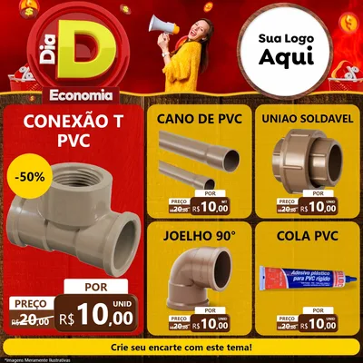 Modelo de Rede Social para Feed Facebook com o tema Dia D Economia para Tubos e conexões