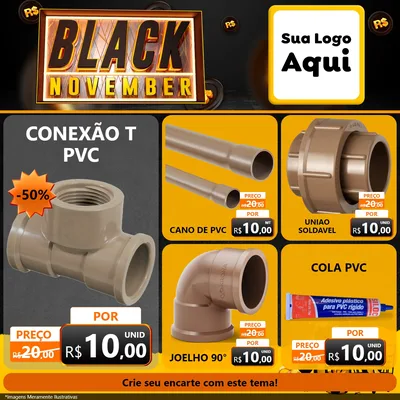 Modelo de Rede Social para Feed Facebook com o tema Black November para Tubos e conexões