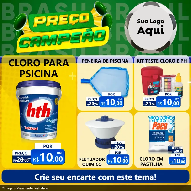Modelo de Rede Social para Feed Facebook com o tema Preço Campeão - Copa para Produtos para Piscina