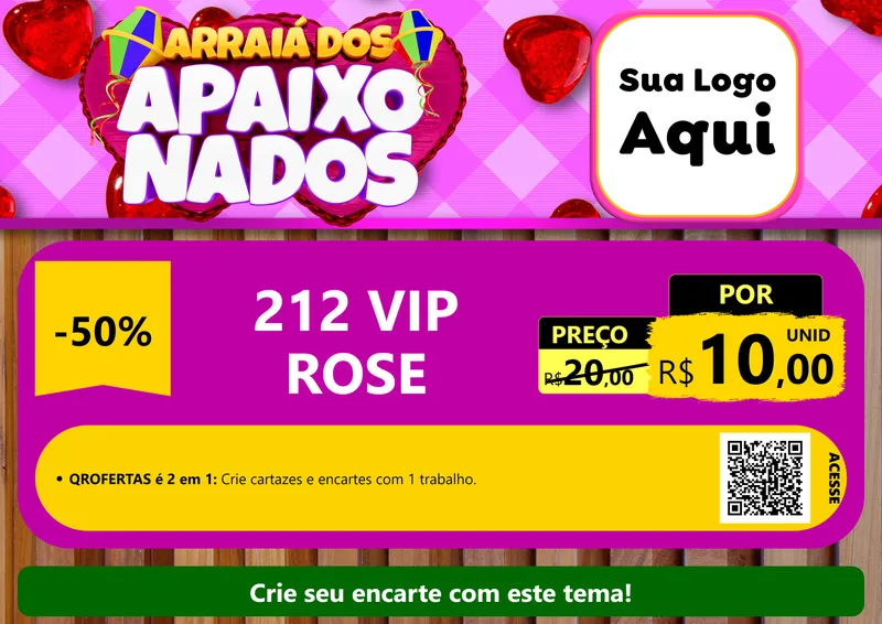 Modelo de Cartaz para Cartaz A4 Horizontal com o tema Arraiá dos Apaixonados para Perfumes