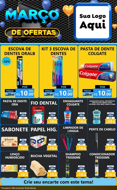 Modelo de Encarte para Encarte Grande com o tema Março de Ofertas para Higiene Pessoal